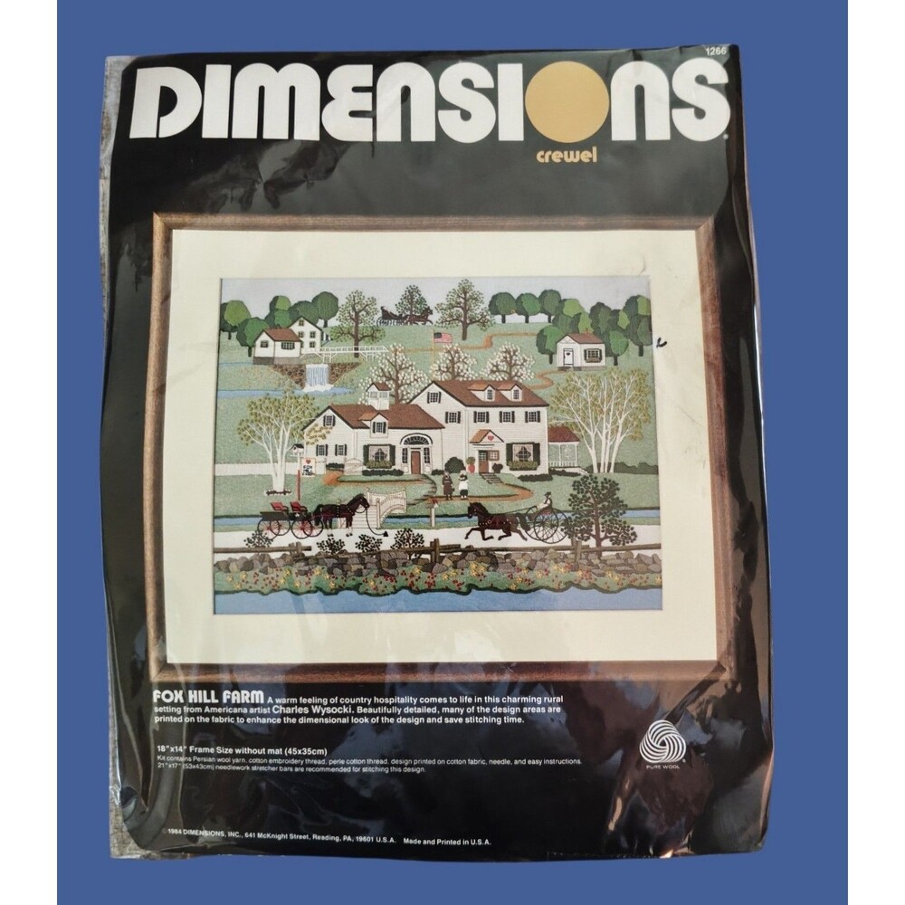 Dimensions Crewel Kit Fox Hill Farm 1266 Charles Wysocki Americana House Vtg